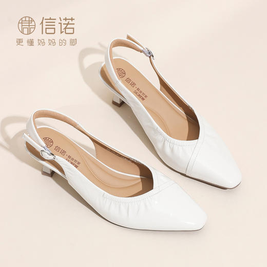 优雅风尖头后空凉鞋女中跟百搭气质时装鞋白色细跟单鞋X6L134-87 商品图0