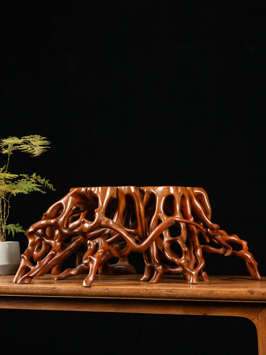 清	黄杨木雕根结形器座 商品图1