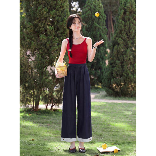 鹿向南【0331/20:00新品前1小时7折限量100件】藏蓝色休闲牛仔裤 商品图3