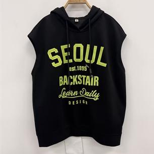 NC连帽抽绳印字母无袖T恤60320（黑）夏季162011770321 商品图0