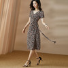 芳外 夏装新款气质复古碎花裙系带修身侧开叉V领连衣裙2546 商品缩略图3