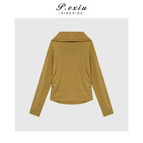 03-5潘依绣丁丁宠粉法式优雅气质一字领荡领设计感长袖上衣 WH00501