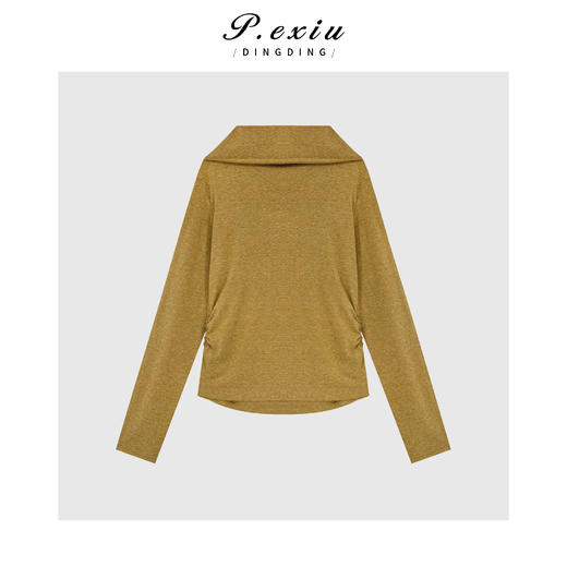 03-5潘依绣丁丁宠粉法式优雅气质一字领荡领设计感长袖上衣 WH00501 商品图0