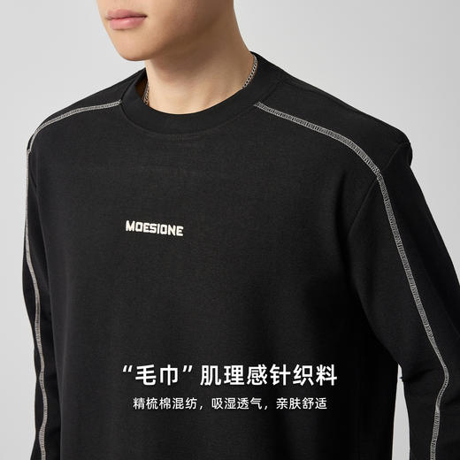 墨麦客男装线迹刺绣圆领卫衣男2025秋新款简约宽松男士卫衣55759. 商品图3