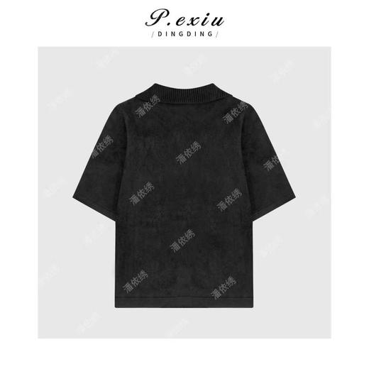 04-1潘依绣丁丁宠粉休闲百搭磨绒感半开领短袖针织上衣Q99884 商品图1