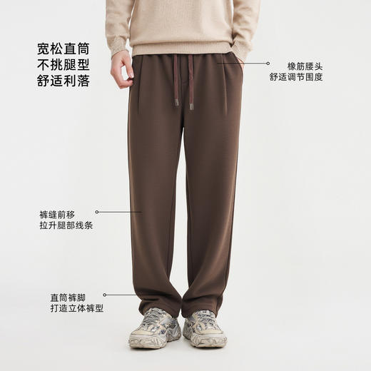 墨麦客男装仿呢磨毛休闲裤男2025冬季新款松紧腰加绒裤子男91538 商品图2
