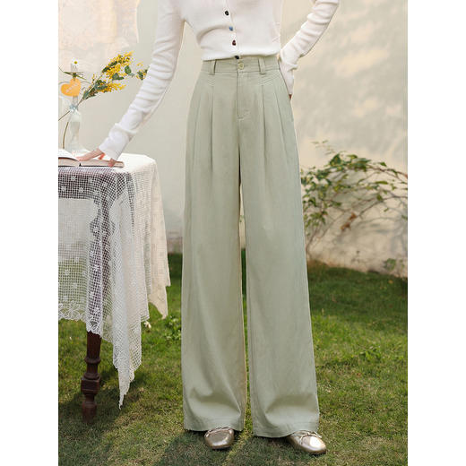 鹿向南【0331/20:00新品前1小时7折限100件】咖色阔腿直筒休闲裤 商品图0