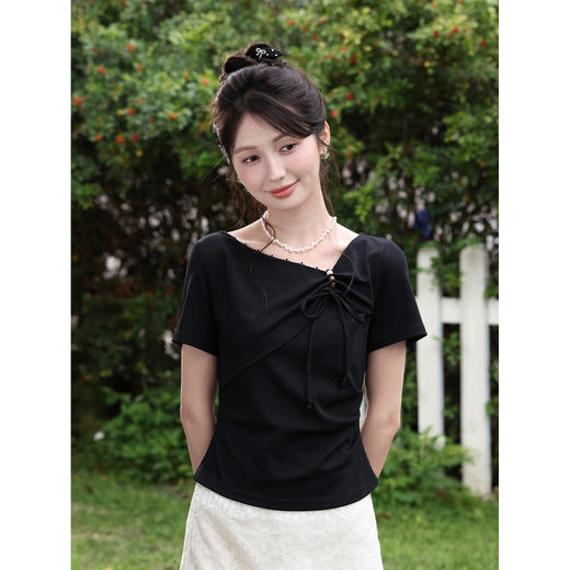 鹿向南【0330/20:00新品前一小时7折限量100件】黑色T恤 商品图2