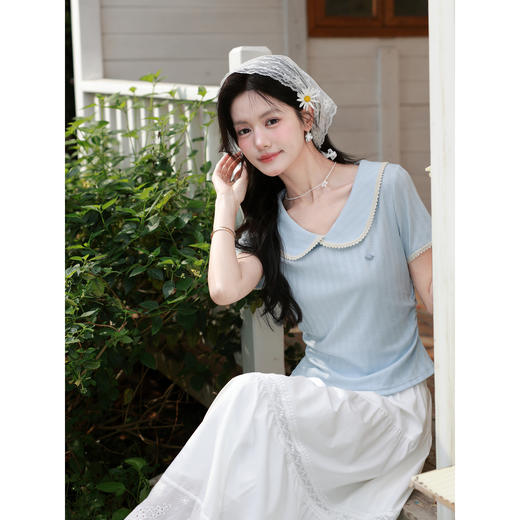 鹿向南【0330/20:00新品前一小时5折限量100件】蓝色T恤 商品图4