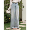 鹿向南「暖煦拾光」韩系浅蓝色阔腿直筒牛仔裤女春季宽松显瘦长裤 商品缩略图3