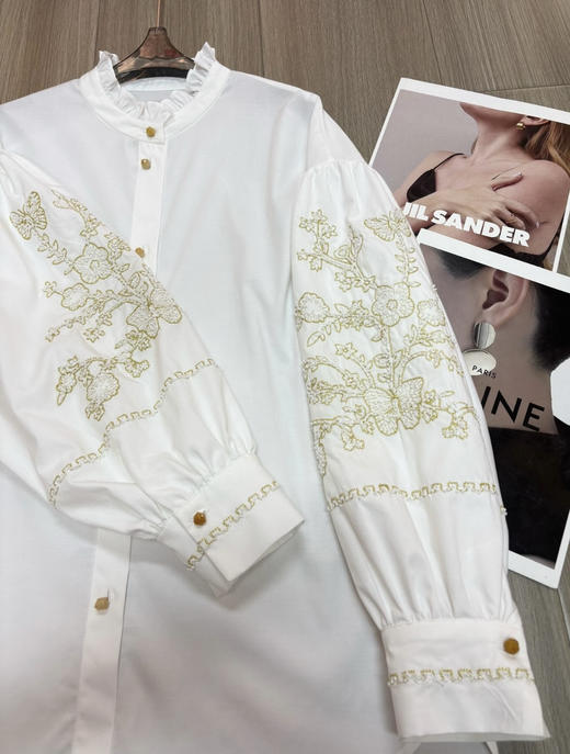 原单新款重磅金线刺绣木耳领设计感衬衫（宽松款） 商品图8