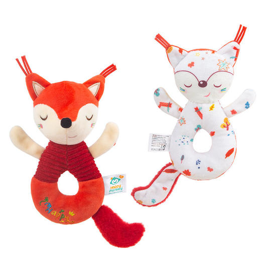 Happy monkey婴儿手抓摇铃新生儿抓握训练安抚玩偶宝宝早教玩具 商品图4