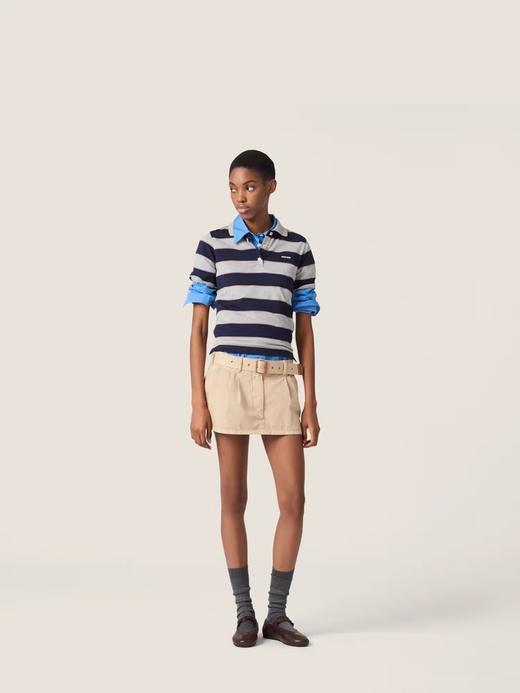 学院条纹polo衫，这个好看呢。胸口小标翻领设计女士poloE032868 商品图7