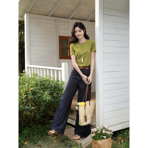 鹿向南【0330/20:00新品前一小时7折限量100件】绿色T恤 商品图4