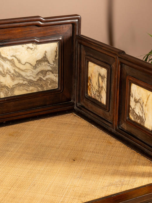 清	红木镶云石七围屏罗汉床 商品图4