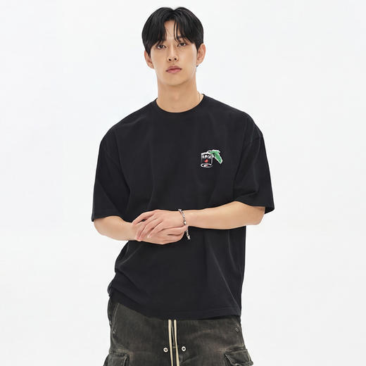 DRONKOO 2026 圆领左胸菠菜后幅大力水手手绘微阔短袖T恤 商品图1