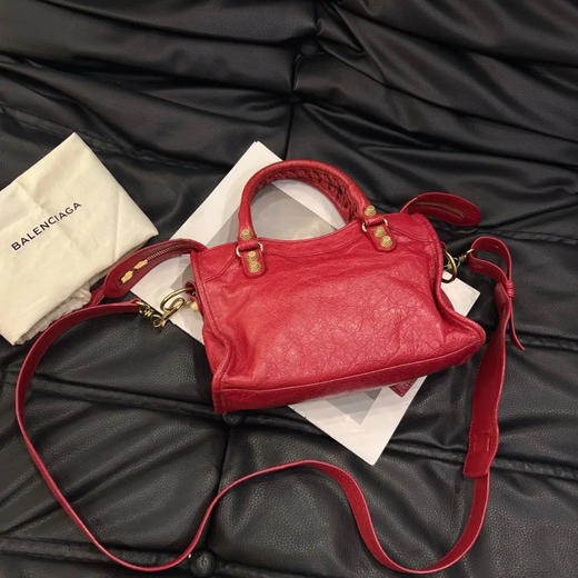 巴黎世家 city first 小号 羊皮 红色 机车包 商品图1