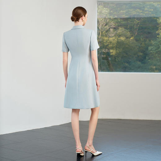 IWY/夏季蓝色短袖西装连衣裙女高级感气质收腰裙子正式场合职业裙6Q19 商品图4