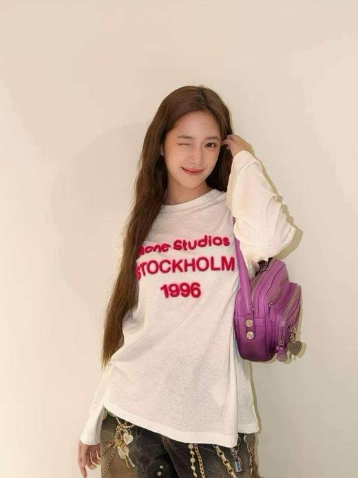 ACNE 1996系列火龙果植绒字母长袖 短袖T恤 商品图10