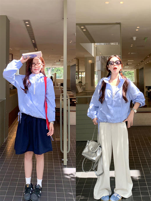 <曾小咸推荐>现货秒杀！微信超特价！连帽套头条纹长袖外套 日常219.99 立减120 秒杀99.99！ 商品图6