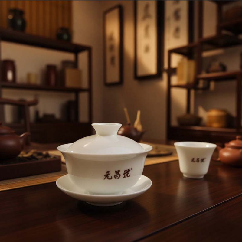 【元昌号】品牌定制景德镇白瓷茶具盖碗120ml