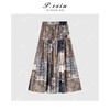 04-1潘依绣丁丁宠粉天丝亚麻法式复古拼接撞色松紧腰半身裙 Q9861 商品缩略图0