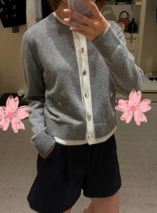 女款羊绒假两件针织开衫毛衣hu025 商品图3