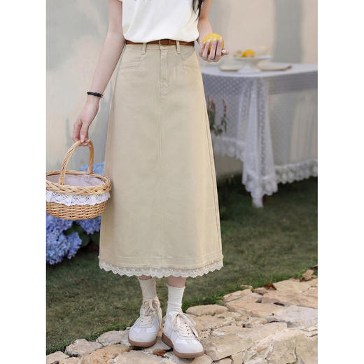 鹿向南【0331/20:00新品前1小时7折限量100件】卡其色A字半身裙女 商品图1