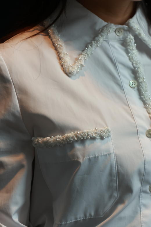 迷迭香|浪漫钉珠镶边衬衣 商品图2