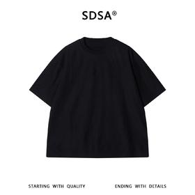 SDSA男装2026新款高贵轻奢简约纯色提花拼接领口短袖T恤百搭时尚