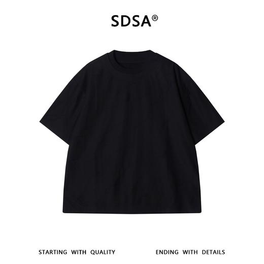SDSA男装2026新款高贵轻奢简约纯色提花拼接领口短袖T恤百搭时尚 商品图0
