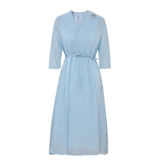 刺绣苎麻连衣裙，清凉轻薄文艺风长裙海边出片HS25864-1 商品图1