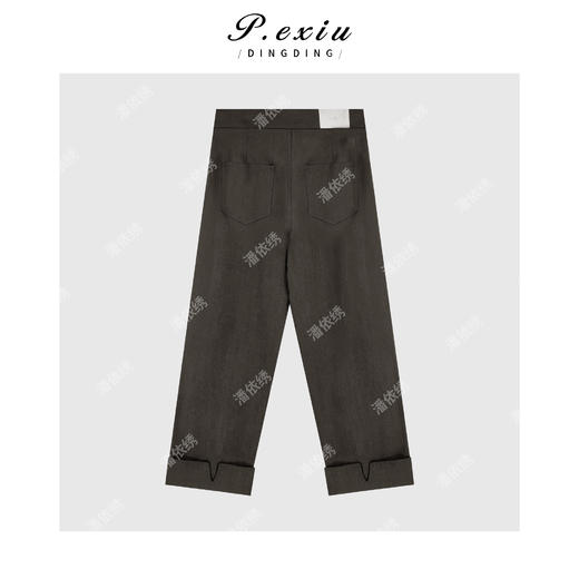 03-5潘依绣丁丁宠粉复古极简翻边直筒休闲裤Q6581 商品图1