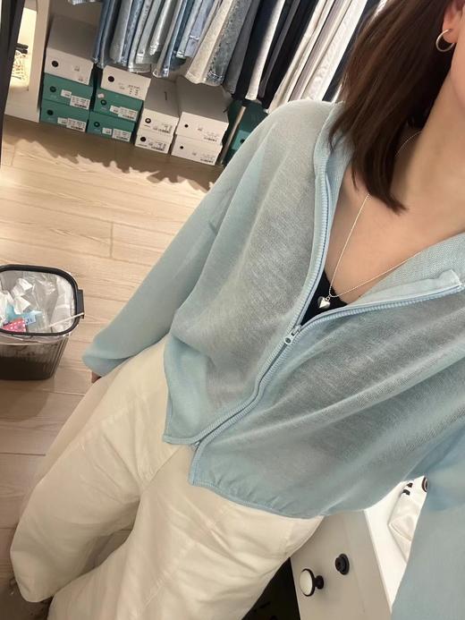 F032953双拉链亚麻莱赛尔天丝凉感连帽针织开衫防晒罩衫 商品图1