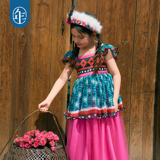 年衣童装儿童连衣裙2026年新款夏装民族风小飞袖中大童演出服长裙 商品图3