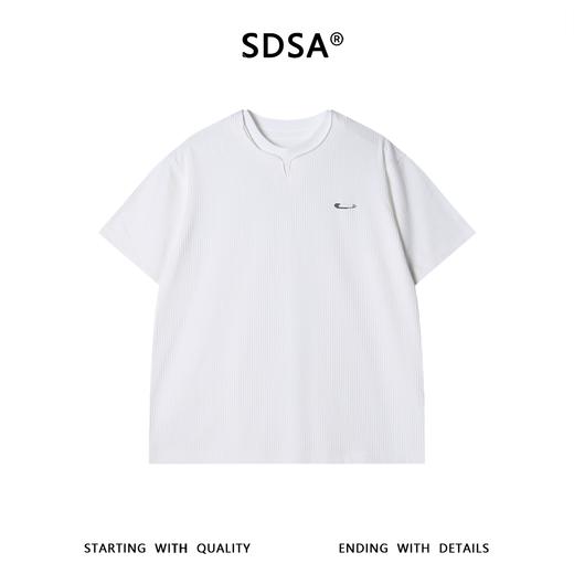SDSA男装2026新款高贵轻奢老钱风撞色假两件圆领T恤百搭简约上衣 商品图0