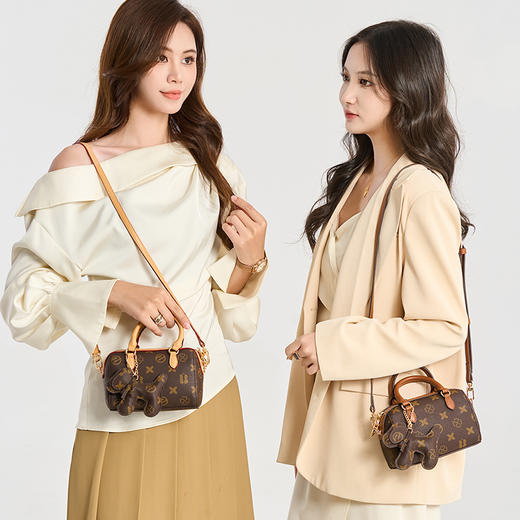 丁摩 波士顿枕头包女复古印花老花手提包单肩斜挎小包6ZF-253579 商品图2