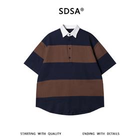 SDSA男装2026新款高贵轻奢美式复古撞色翻领条纹短袖Polo衫百搭