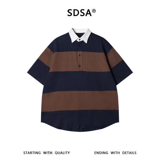 SDSA男装2026新款高贵轻奢美式复古撞色翻领条纹短袖Polo衫百搭 商品图0