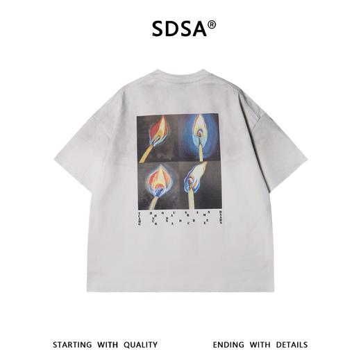 SG8714SDSA男装2026新款高贵轻奢韩版双面火柴火焰艺术印花做旧短袖百搭 商品图5