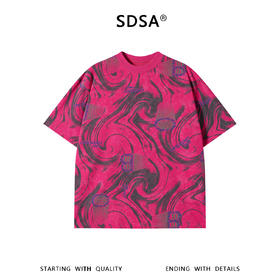 SDSA男装2026新款高贵轻奢美式水波纹字母圆领短袖T恤百搭上衣