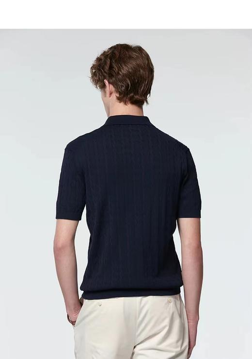 F032911男士绞花短袖POLO翻领针织衫夏季通勤老钱风休闲上衣 商品图10