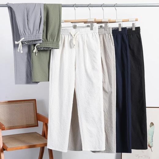 F032902春夏薄款立体裁剪男士松紧腰修身直筒纯色休闲裤 商品图3