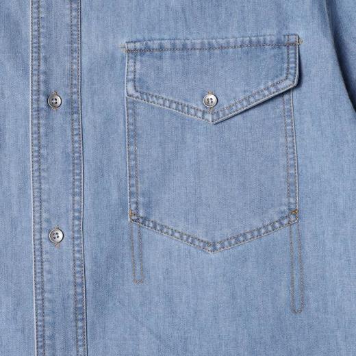 SDSA男装2026新款高贵轻奢美式复古双口袋牛仔短袖衬衫百搭时尚 商品图3