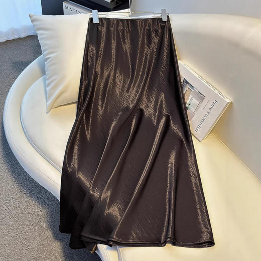 丁摩 醋酸缎面半身裙女春夏气质超好看的裙子垂感长款大摆伞裙6ZF-7108 商品图0