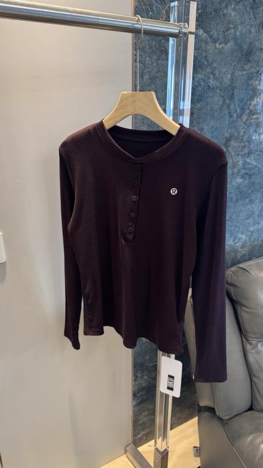 F032908气质美式亨利领T恤打底衫瑜伽运动修身正肩长袖上衣 商品图14