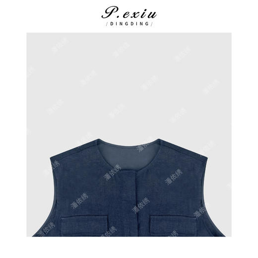 04-1潘依绣丁丁宠粉亚麻复古拼接网纱下摆无袖连衣裙 Q15178 商品图2