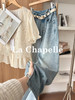 专柜实拍【莱赛尔混纺】拉夏贝尔/La Chapelle附腰带~高性价比！显瘦高腰单扣开叉别致设计感牛仔裤 商品缩略图1