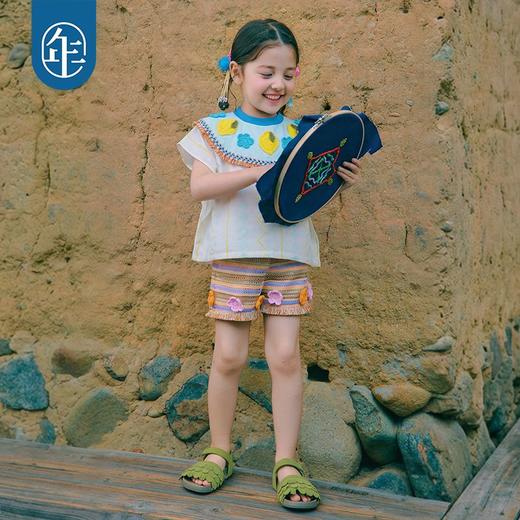 年衣童装儿童针织短裤女童夏季新款民族风中大童下装高腰毛织裤子 商品图3