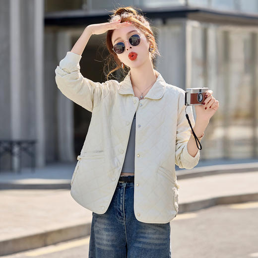 丁摩 开春外套女新款薄款短款小香风减龄春装纯色夹克6ZF-8889 商品图1